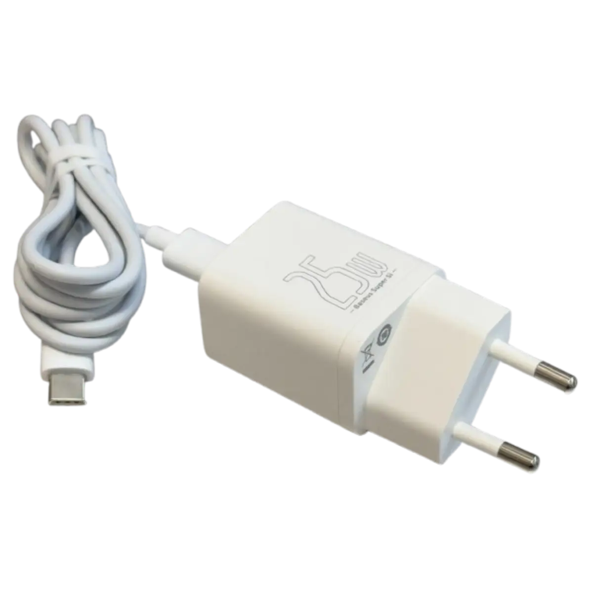 Chargeur 25W iPhone-android-smartphone- - USB-C avec câble - Blanc