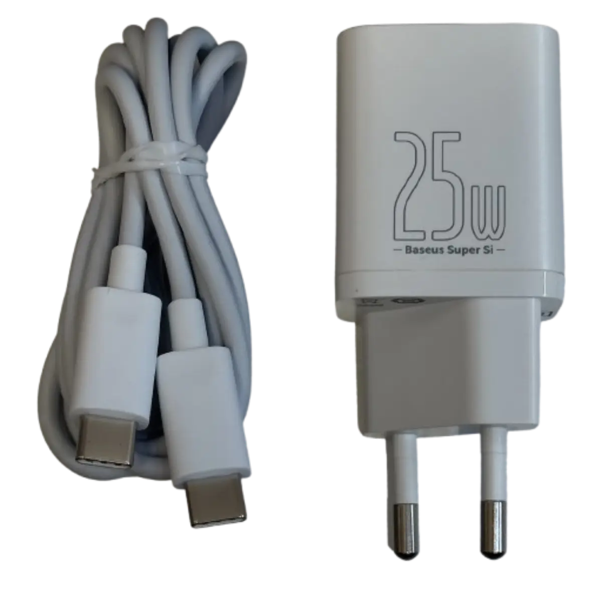 Chargeur 25W iPhone-android-smartphone- - USB-C avec câble - Blanc