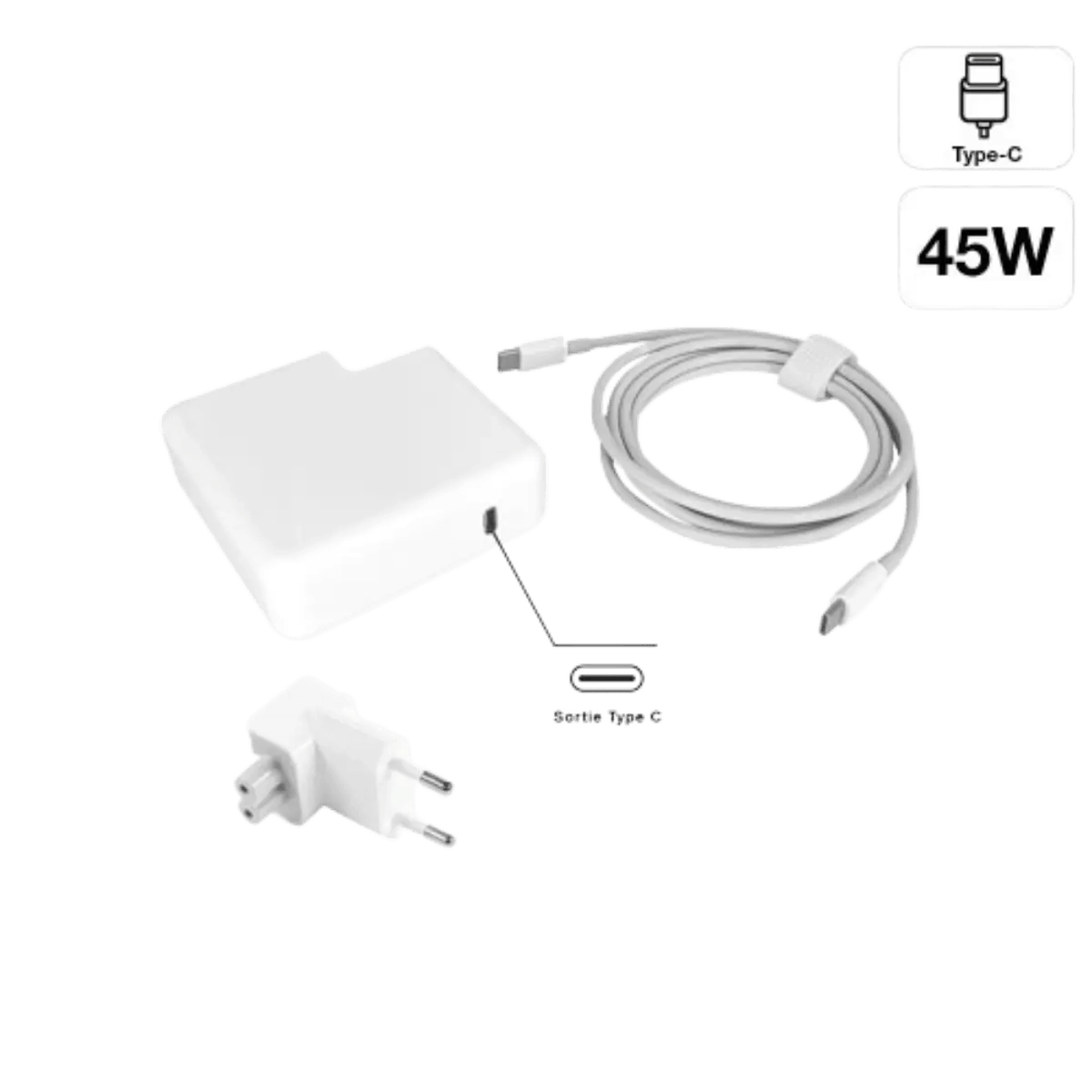 Chargeur pour Macbook, téléphones, tablettes 45W USB-C - Accessoires Energie