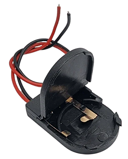 Dimensions support pile CR2032 environ 34 x 24 x 6 mm