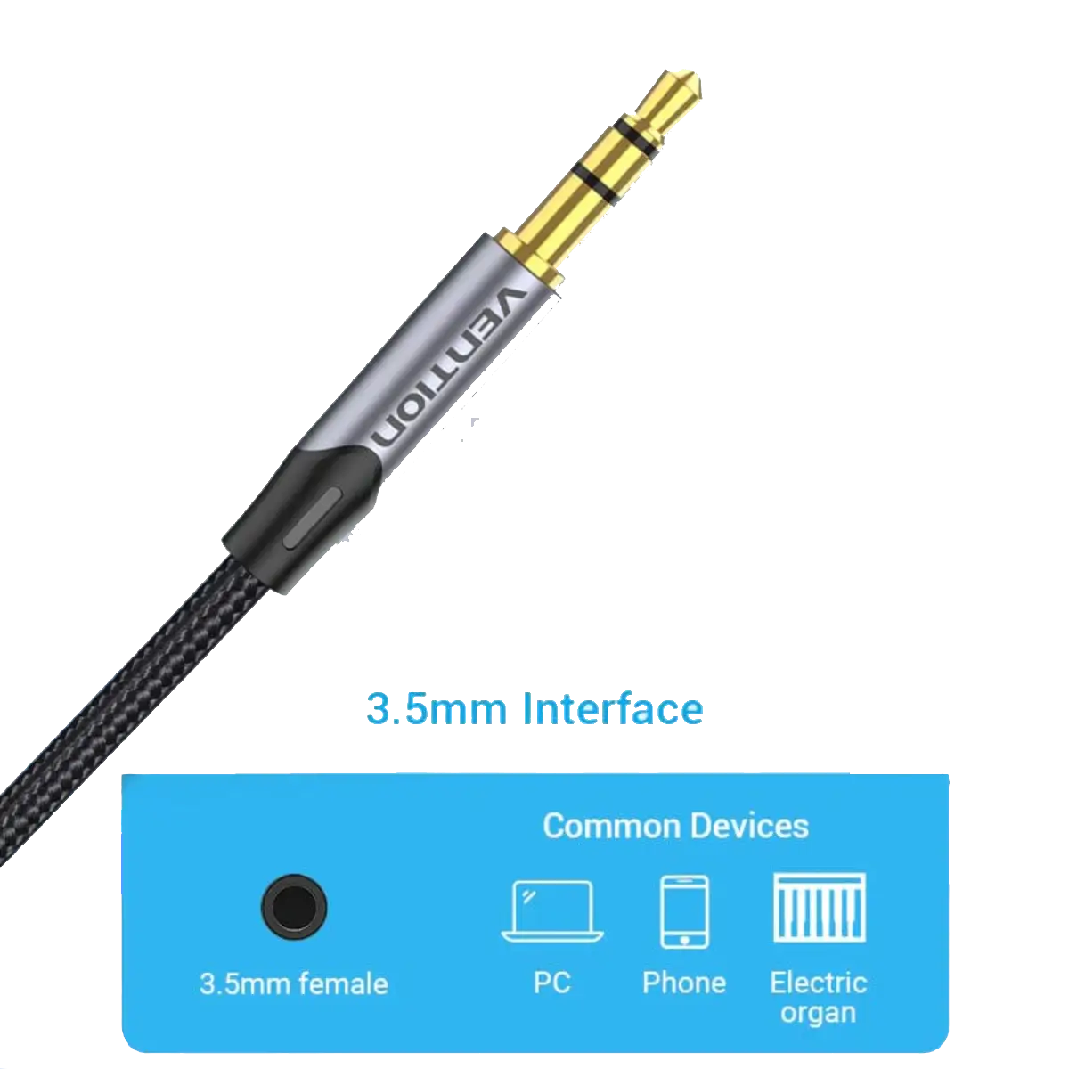 Câble audio JACK 3.5mm vers 2 JACK 6.35mm - 3M