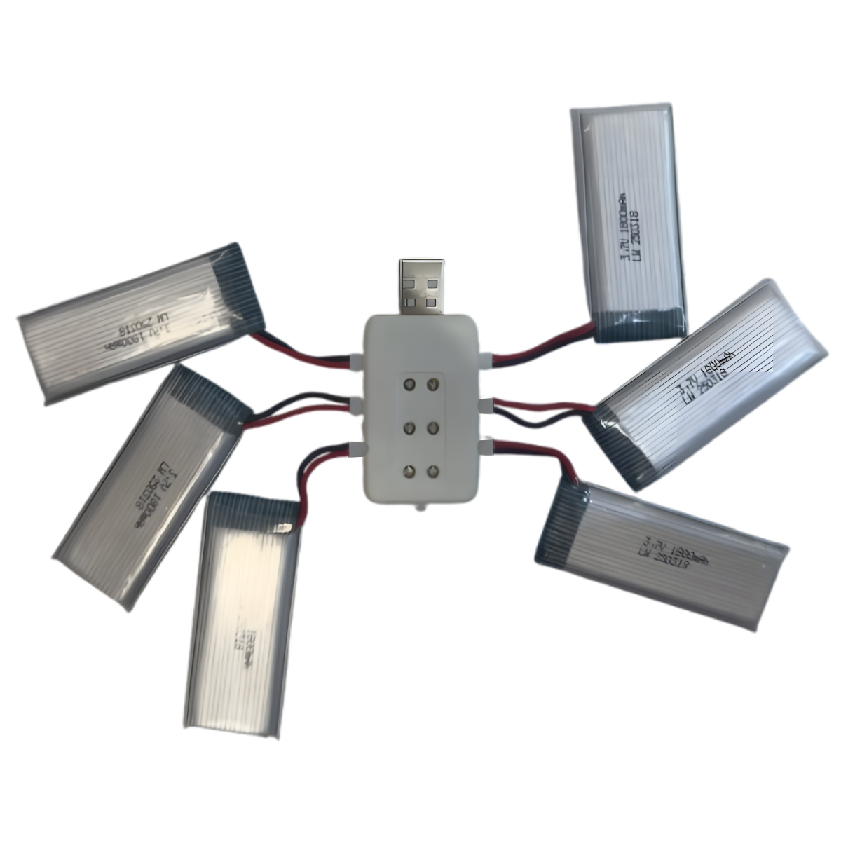 Chargeur USB + 6 Batteries LiPo 3.7V 1800mAh pour Drone et Hélicoptère RC – KY601S / SYMA X5 / X5C / X5SW