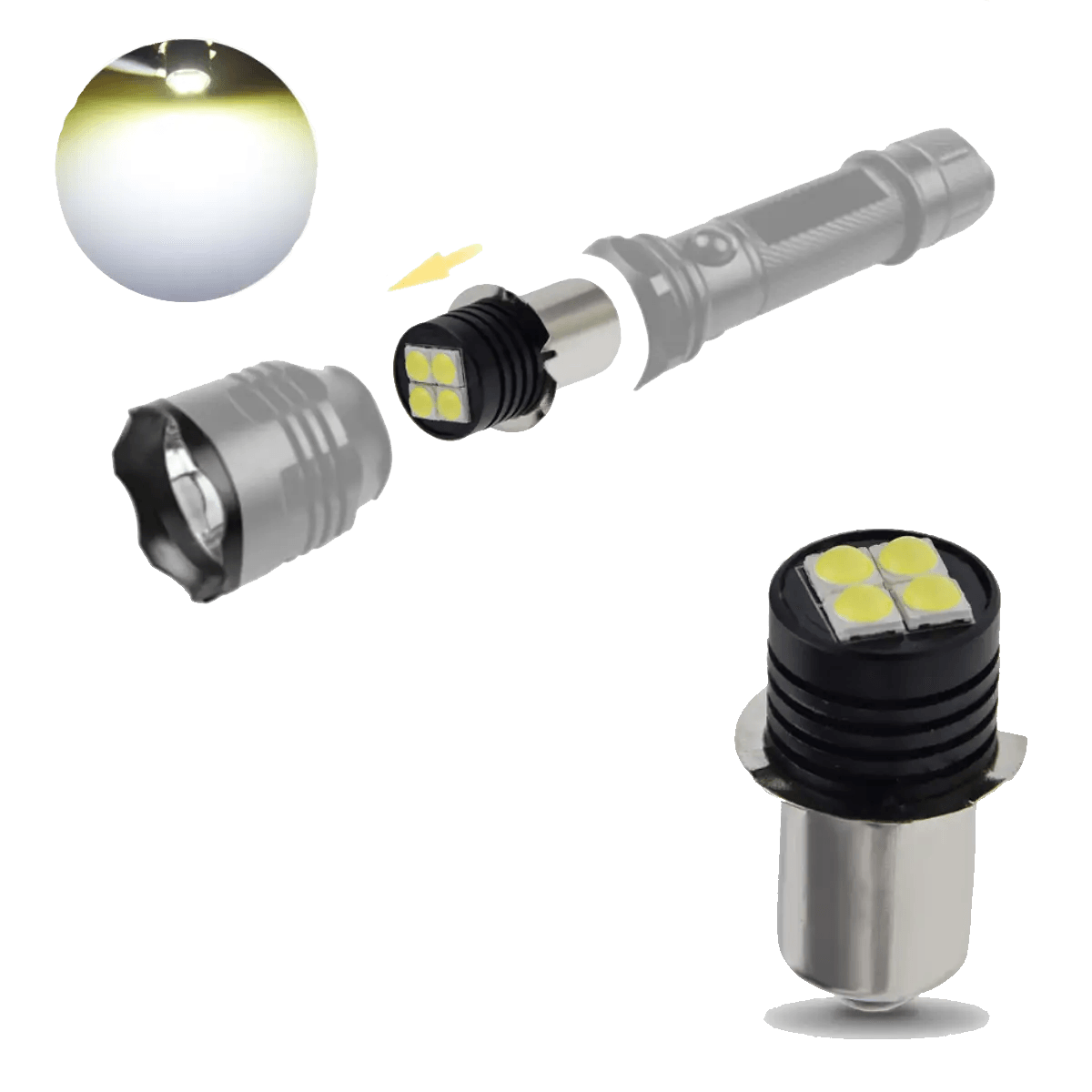 Ampoule LED P13,5S 9-30V pour lampe de poche Maglite