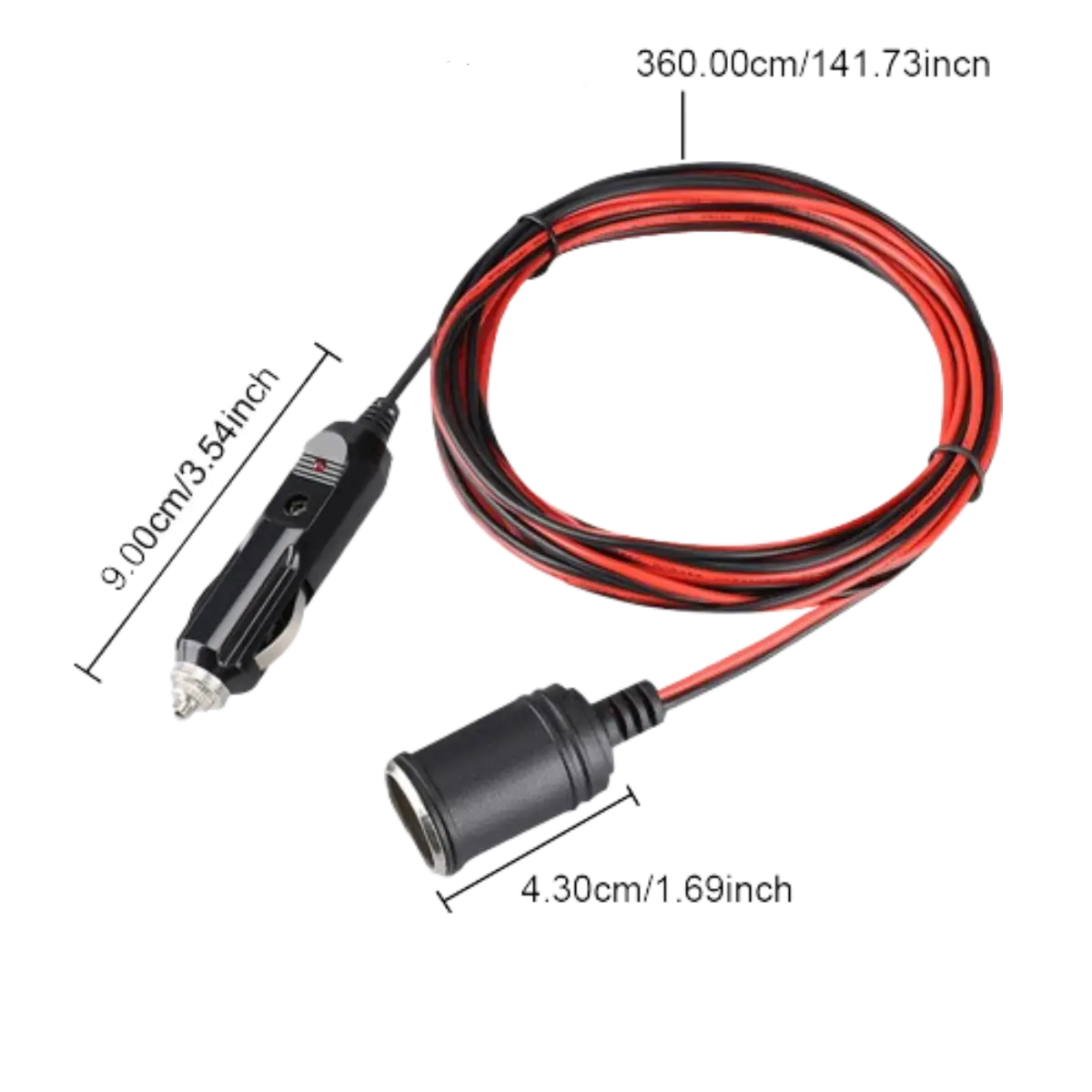 Cigarette lighter cable for car fridge