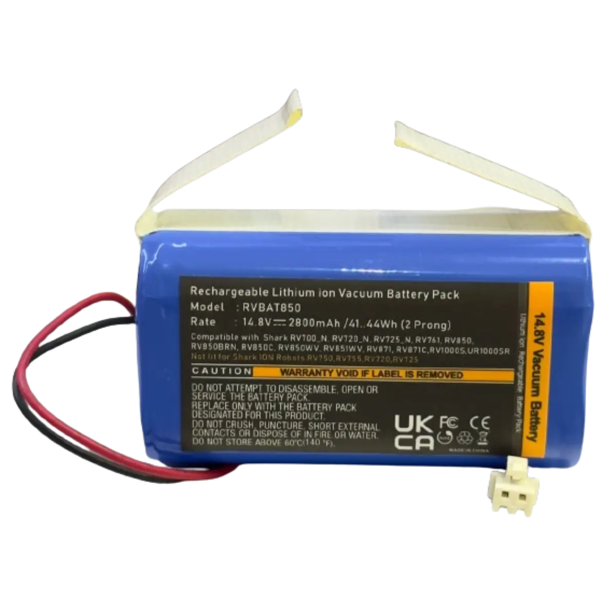 Batterie au lithium DuraPro pour robot Shark RVBAT850, RV700_N, RV720N,RV725_N, RV761, RV1000S, UR1000SR avec prise à 2 broches
