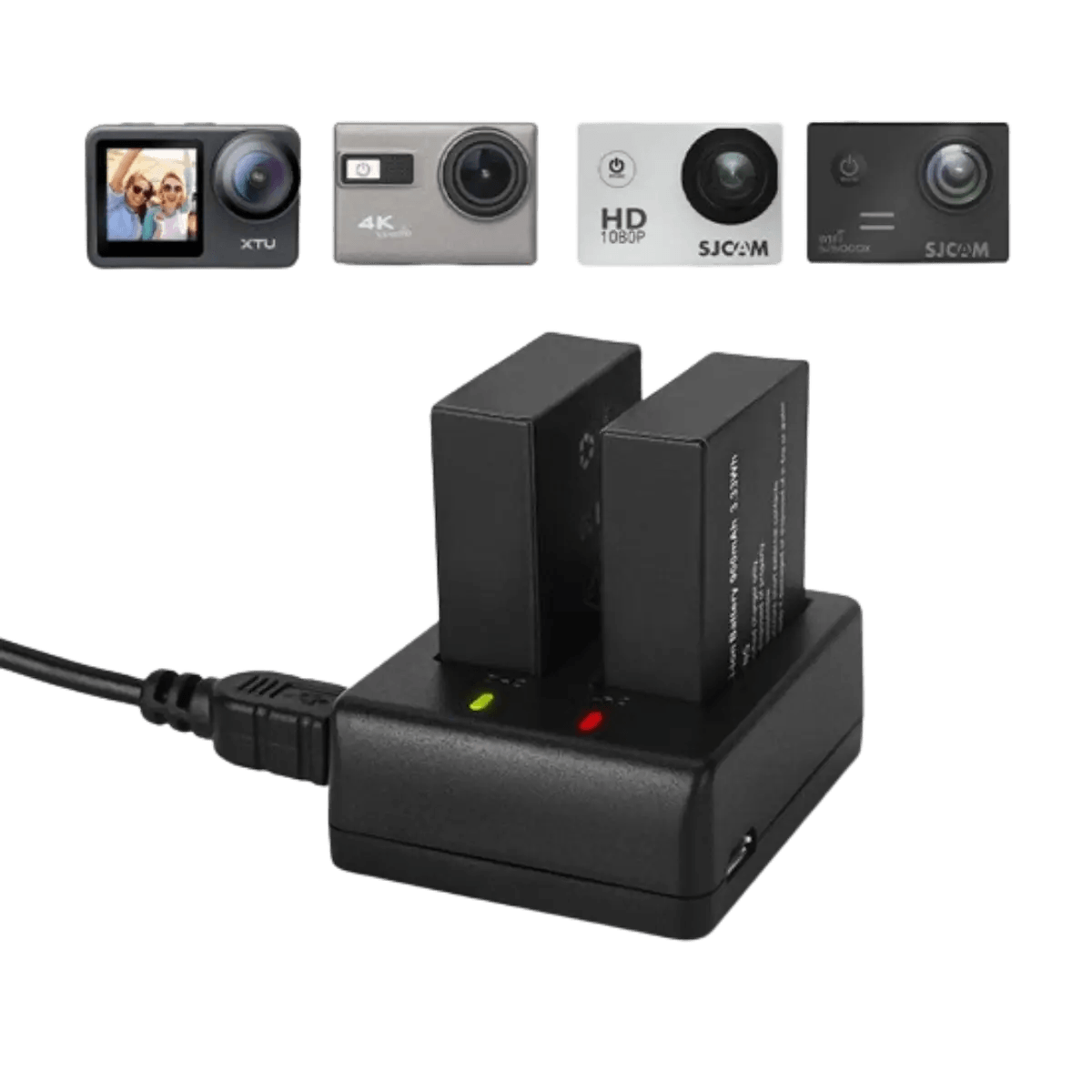 Chargeur avec x1 Batterie 900mAh pour caméra SJCAM SJ 4000