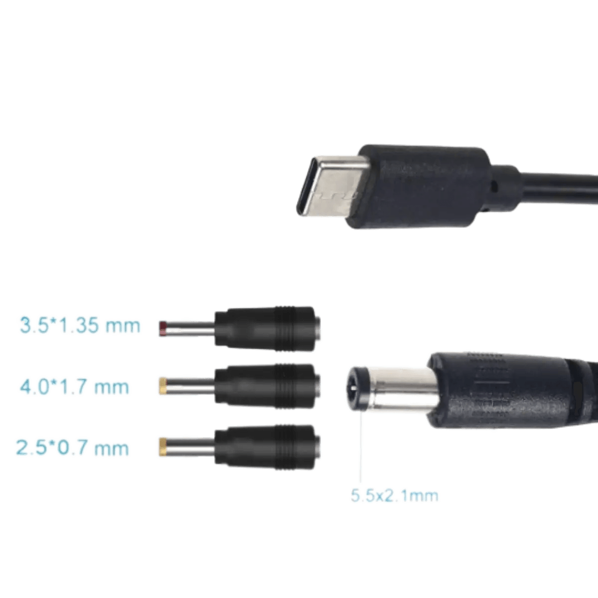 Câble USB-C vers 5.5x2.1mm 5V, 9V, 12V, 15V, 20V