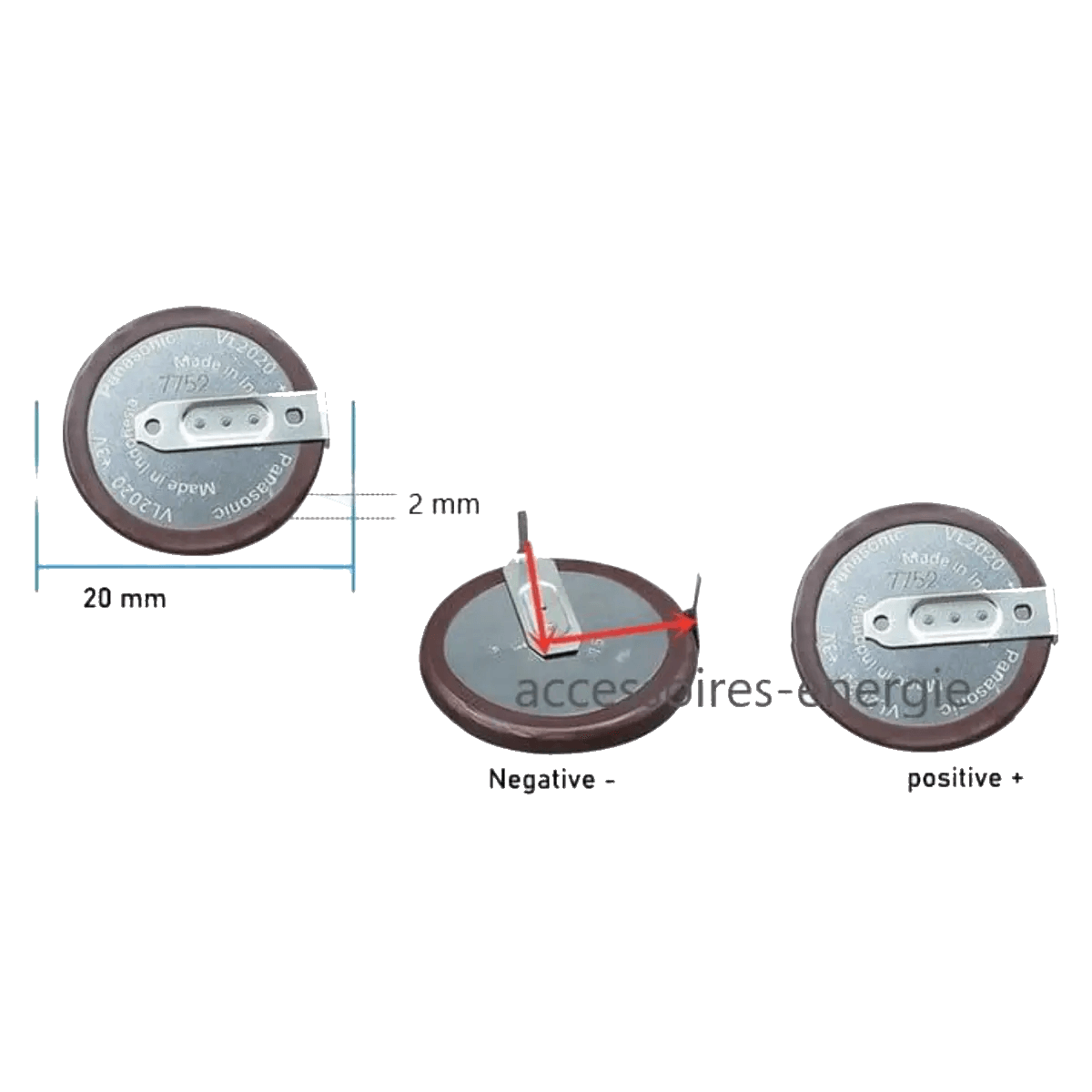 Batterie VL2020 Pattes à Souder 90°