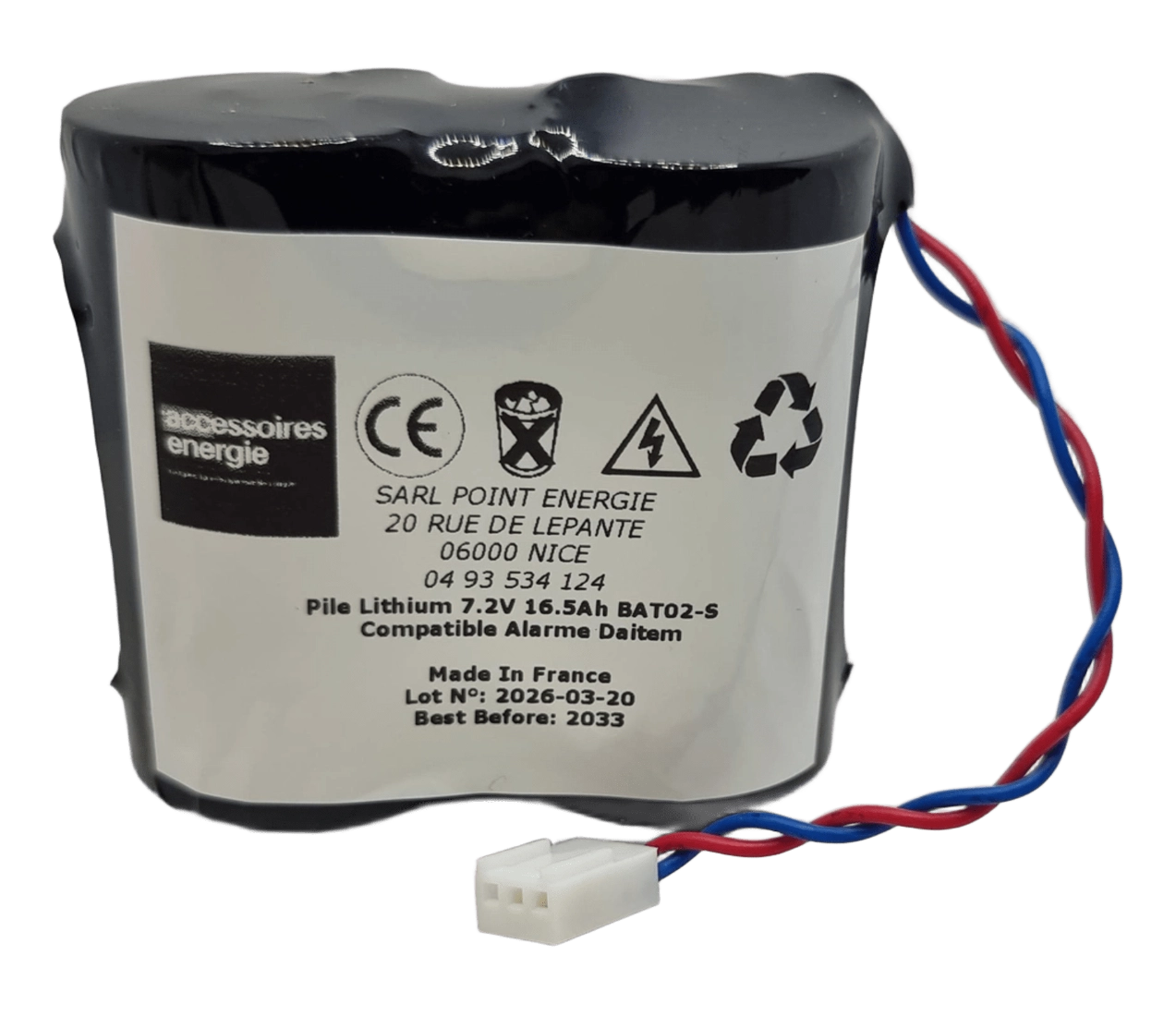 bat02 pile lithium alarme 7.2v 2LSH20