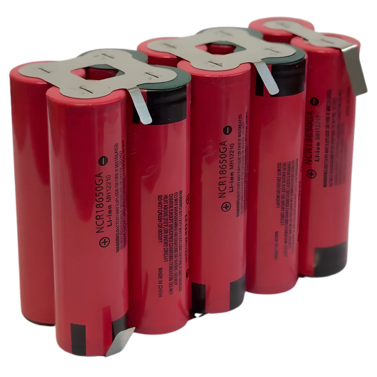 Pack batterie Li-ion 5S2P 18V 7Ah de dix cellules 18650 - vue de l'architecture 5S2P