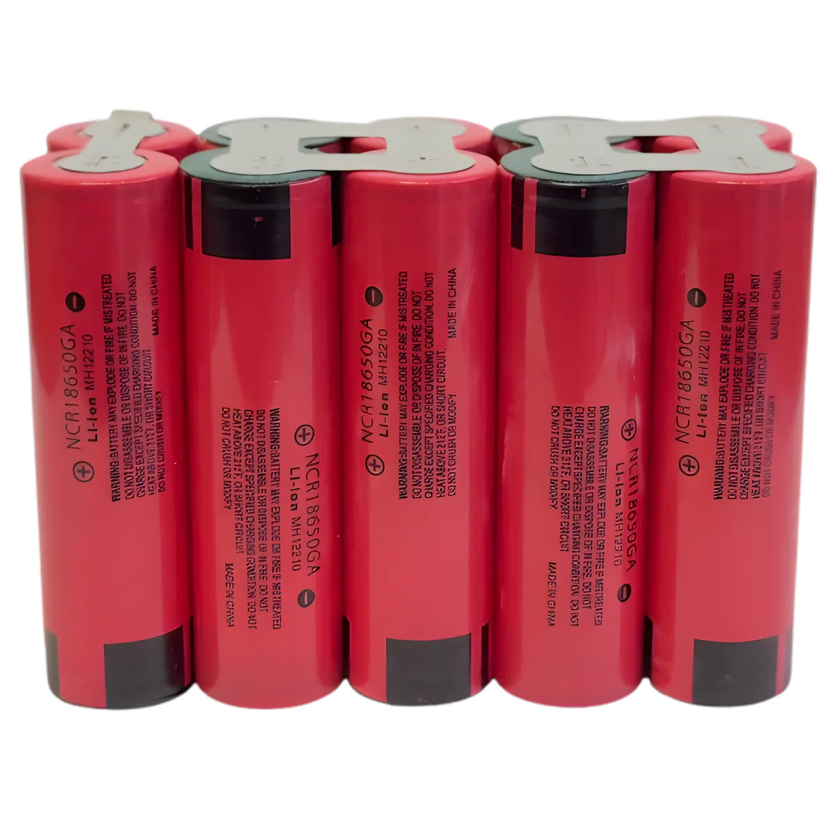 Pack batterie Li-ion 5S2P 18V 7Ah de dix cellules 18650 - vue rapprochée du pack