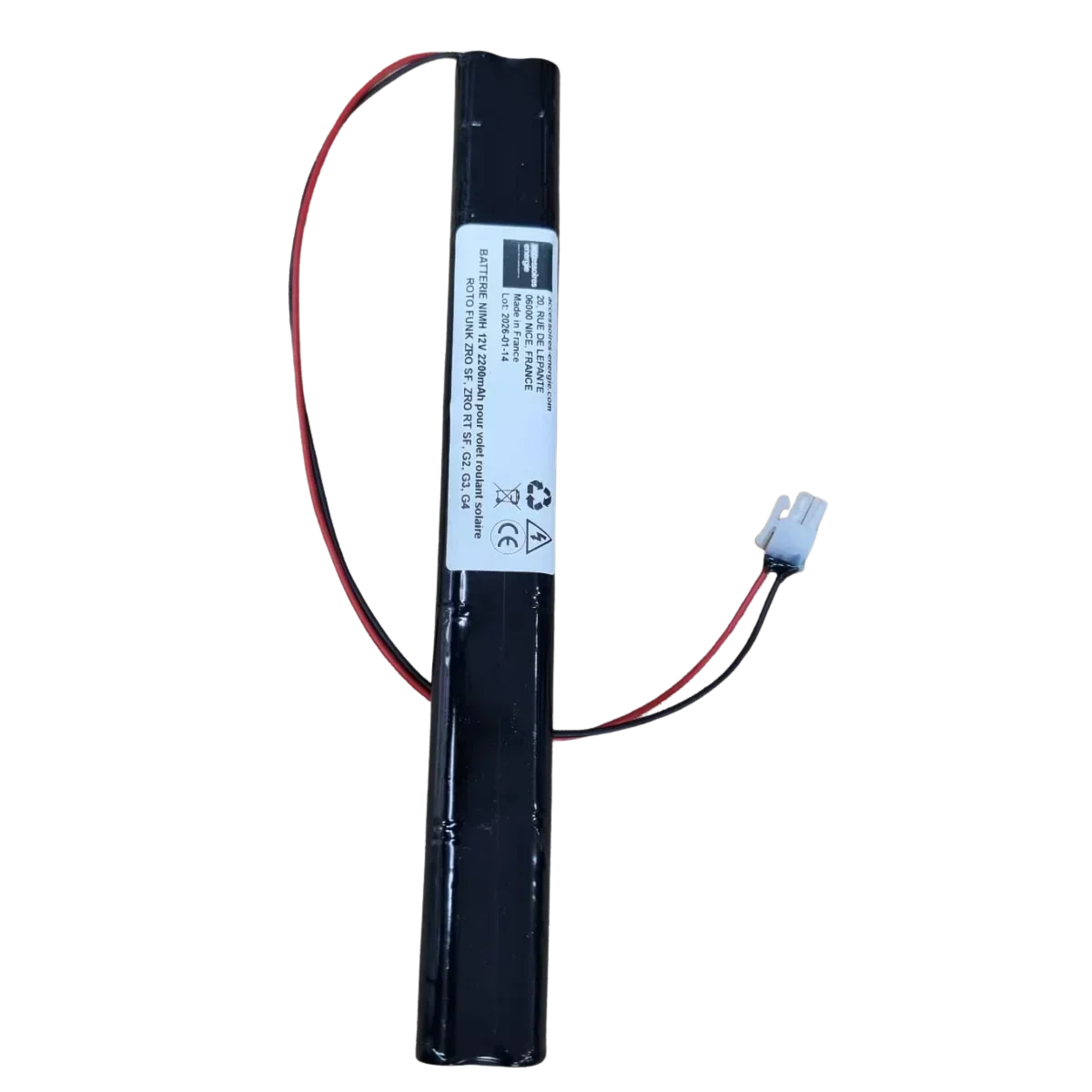 Batterie NiMH 12V volet roulant - dimensions 250x30x15mm