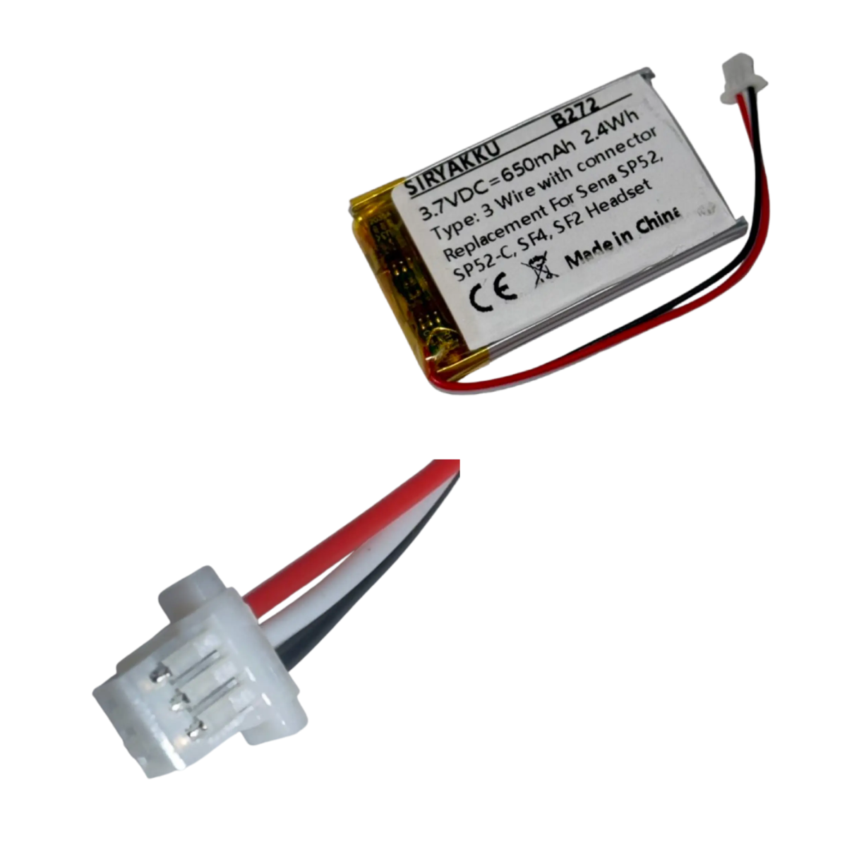 Batterie Li-Po 650mAh pour intercom Sena 3 fils