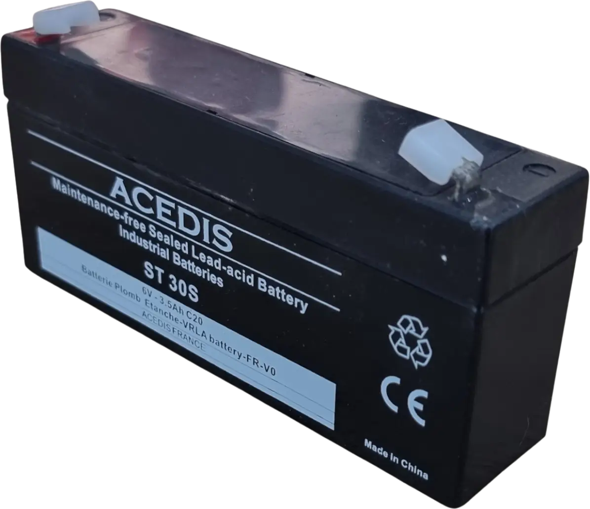 Batterie Plomb AGM ACEDIS ST30S 6V 3.5Ah – Faston 4.75mm – Alarme UPS Médical