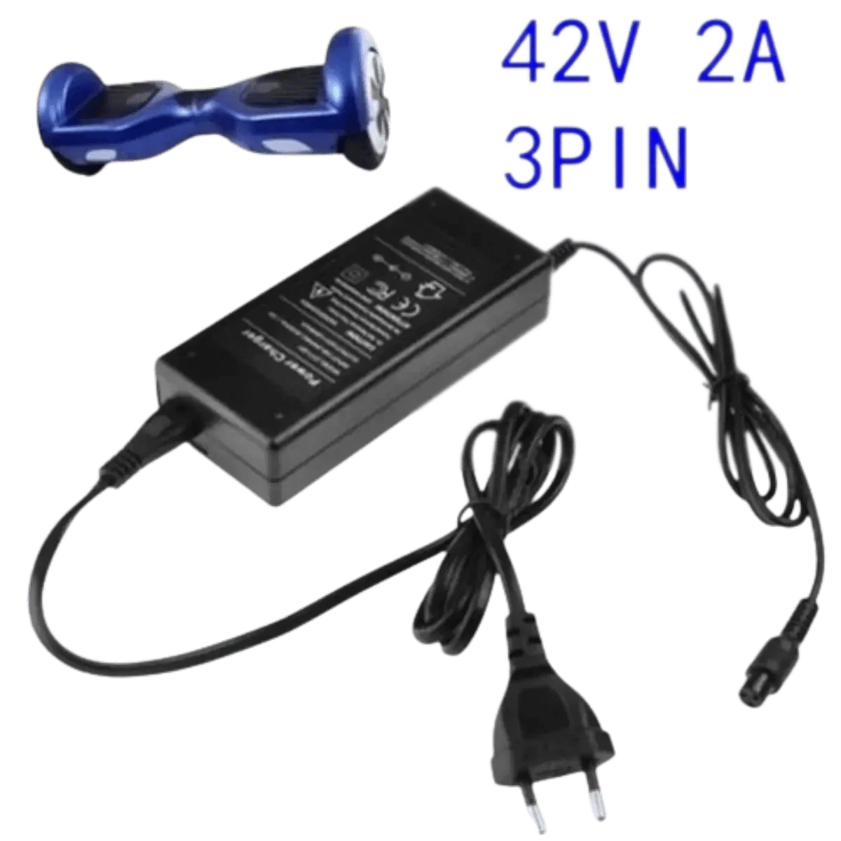 Chargeur 42V 2A hoverboard fiche 3 points - vue principale