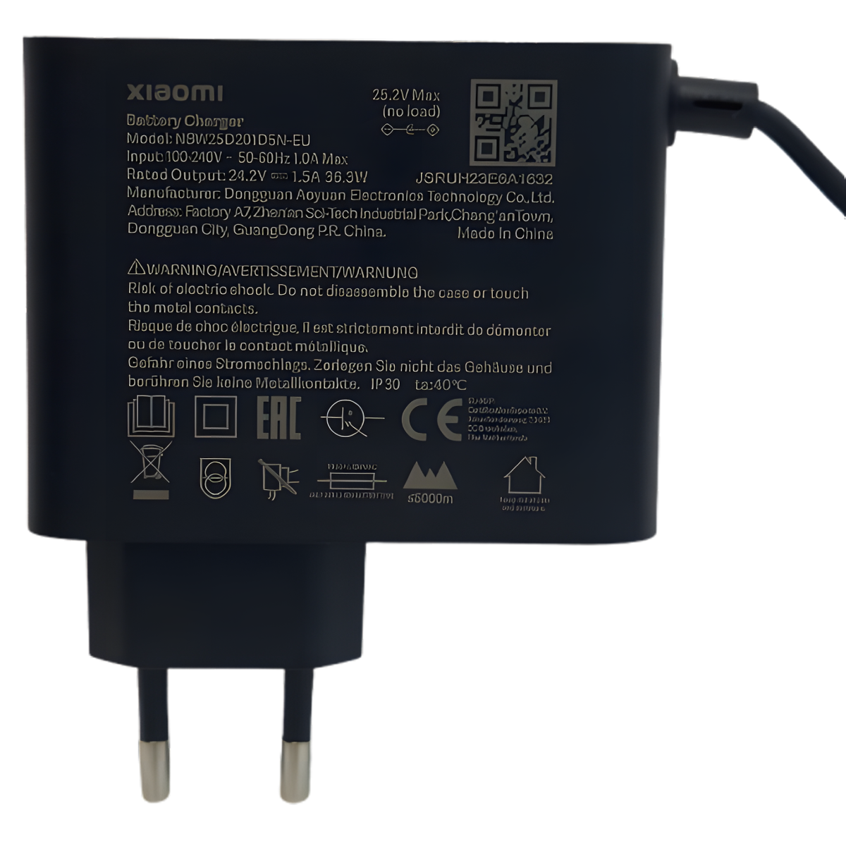 Chargeur 24.2V 1.5A (36,3W) – Compatible trottinettes électriques Ninebot et Xiaomi
