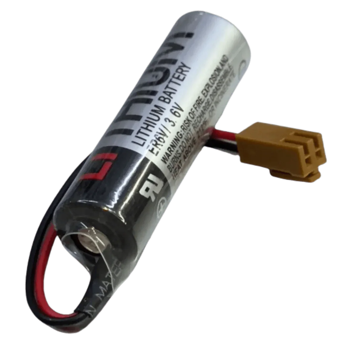Pile ER6V 3,6 V 2000 mAh avec fils et connecteur 2 broches marron