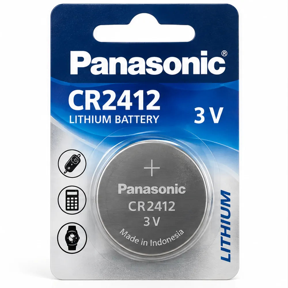 Illustration de pile bouton lithium Panasonic CR2412 3 V, vue de face
