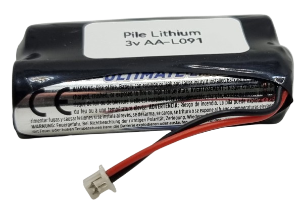 Pack pile lithium 3V 2xAA avec connecteur – Batterie alarme AA-L091 3000mAh