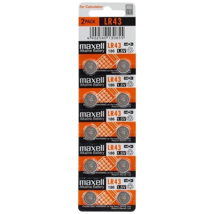 Piles boutons alcalines par dix, formats LR44 LR41 LR43 LR1130