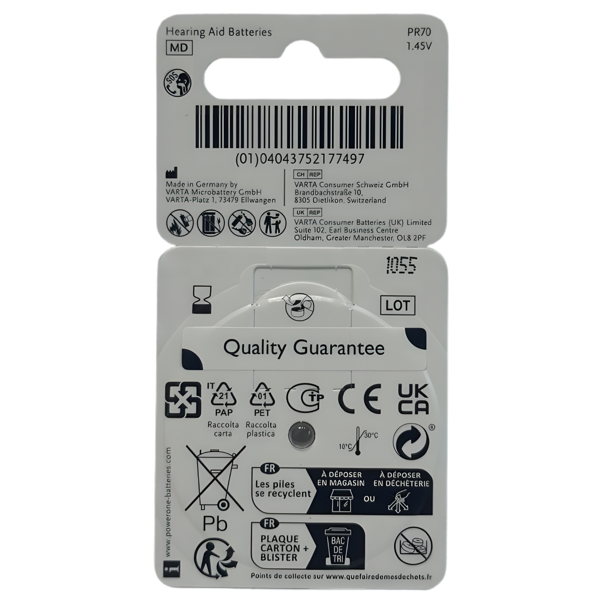 Packet of 6 Batteries for Device No. 10 AE